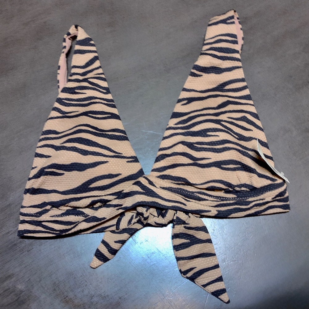 NWT Aerie Bikini Top Tan and Black Tiger Print Sizes Medium and Small